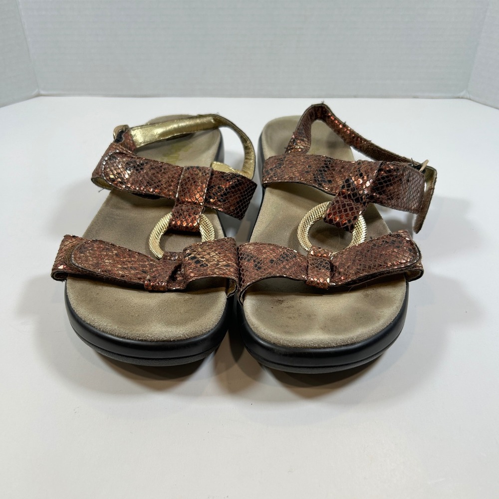 Alegria Sandals Womens 9 Brown Snakeskin Leather 40 Comfort Slingback Beach